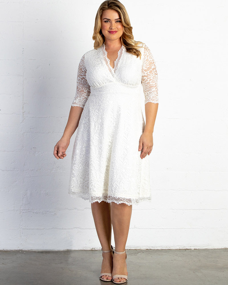 Bella Lace Dress | Elegant Plus Size Wedding Dress | White Knee Length ...