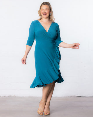 Whimsy Wrap Dress in Blue Jade