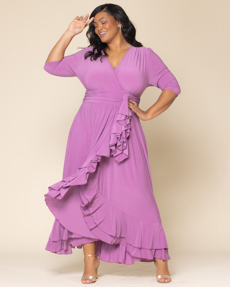 Plus Size Veronica Ruffled Evening Gown - Kiyonna