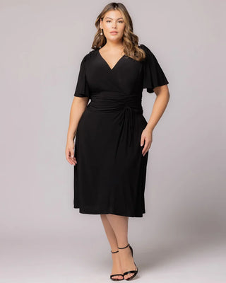 Jemma Ruched Tie Dress in Black Noir