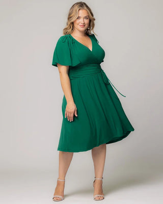 Jemma Ruched Tie Dress in Clover Green