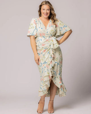 Alexandra Faux Wrap Gown in Lush Lily Print