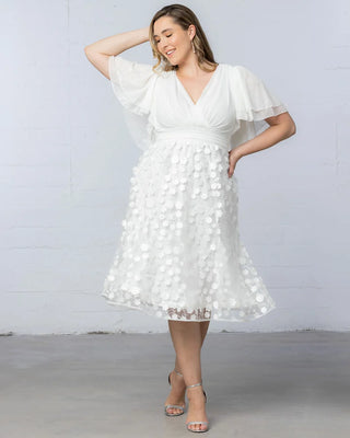 Pretty Petals Mesh Cocktail Dress in Ivory Blossoms