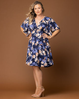 Florence Flutter Sleeve Dress in Blue Blossom Bliss