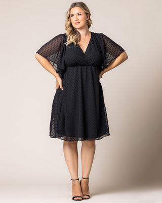 Florence Flutter Sleeve Dress in Onyx