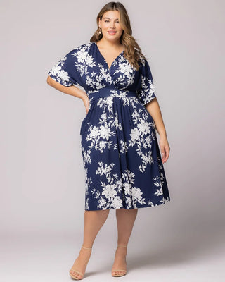 Gia Midi Dress in Navy Floral Print