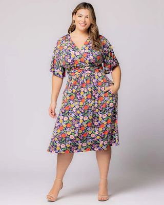 Gia Midi Dress in Vibrant Garden Print