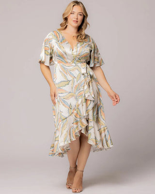 Chloe Wrap Dress in Artful Leaves