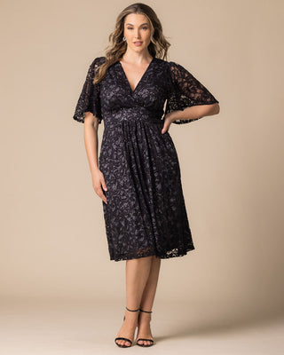 Starry Sequined Lace Cocktail Dress in Storm Grey