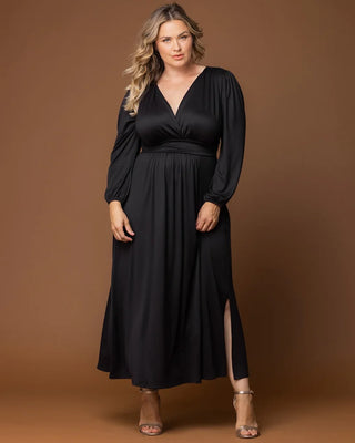 Kelsey Long Sleeve Maxi Dress in Black Noir