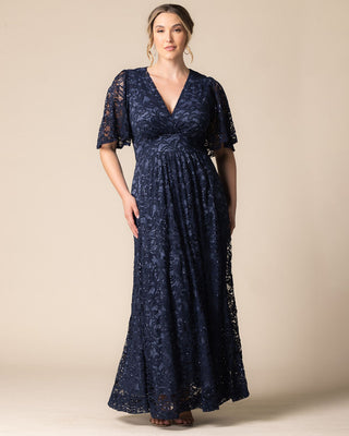 Luminous Sequin Lace Long Gown in Nocturnal Navy