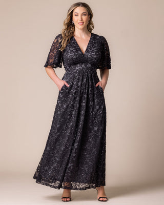 Luminous Sequin Lace Long Gown in Storm Grey