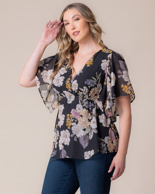 Seaside Serenade Top in Midnight Peony Print