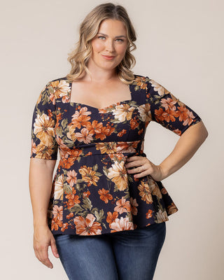 Posh Peplum Top in Autumn Garden