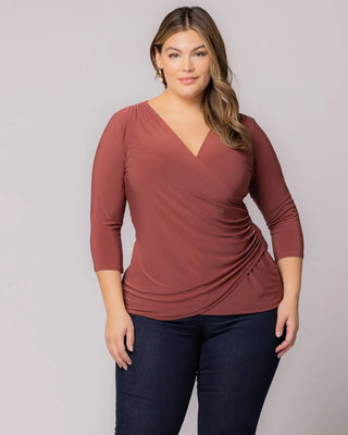 Femme Fatale Faux Wrap Top in Marsala