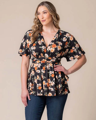 Encore Print Top in Apricot Floral Print