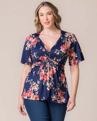 Abby Twist Front Top in Coming Up Roses