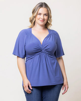 Abby Twist Front Top in Slate Blue