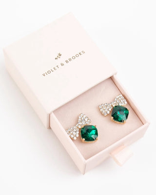 Darling Bow Tie Earrings in Emerald