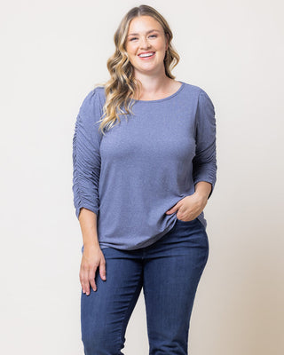 Reverie Ruched Top in Heathered Indigo