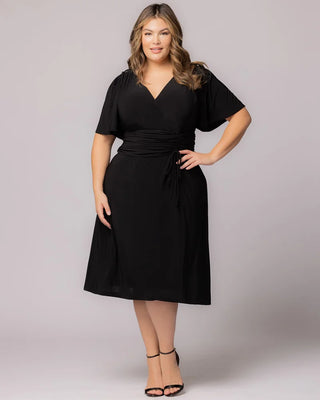 Jemma Ruched Tie Dress in Black Noir