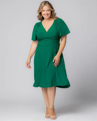 Jemma Ruched Tie Dress in Clover Green