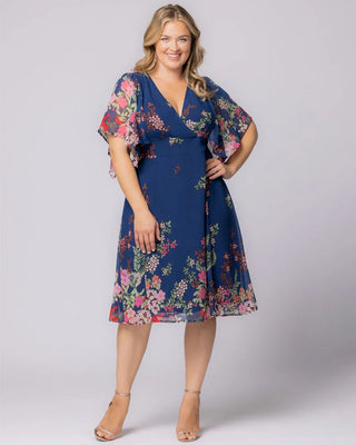 Breezy Border Print Cocktail Dress in Twilight Garden Border