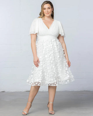 Pretty Petals Mesh Cocktail Dress in Ivory Blossoms