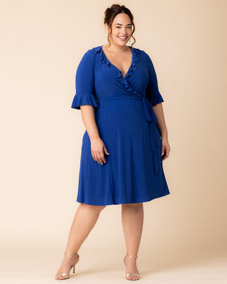 Barcelona Midi Wrap Dress in Cobalt Blue