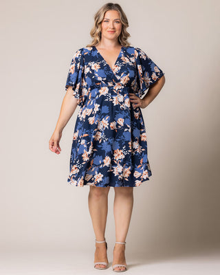 Florence Flutter Sleeve Dress in Blue Blossom Bliss