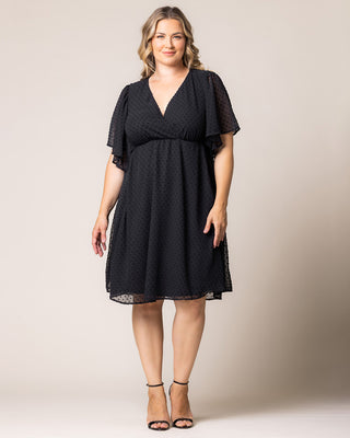 Florence Flutter Sleeve Dress in Onyx