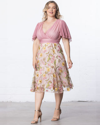 Lillian Embroidered Cocktail Dress in Dawn Garden