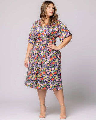 Gia Midi Dress in Vibrant Garden Print