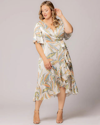 Chloe Wrap Dress in Artful Leaves