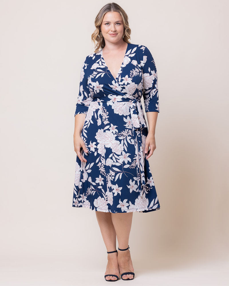 Women's Plus Size Signature Print Wrap Dress by Kiyonna