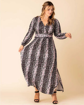 Kelsey Long Sleeve Maxi Dress in Nightshade Floral Falls