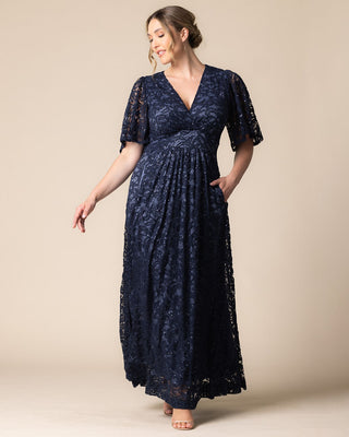 Luminous Sequin Lace Long Gown in Nocturnal Navy