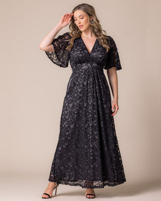 Luminous Sequin Lace Long Gown in Storm Grey