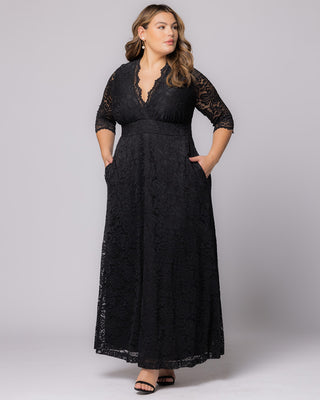 Maria Lace Evening Gown in Onyx