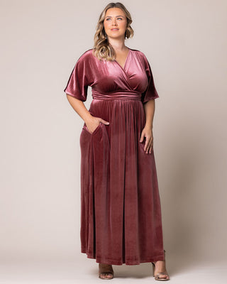 Verona Velvet Evening Gown in Mauve Rose