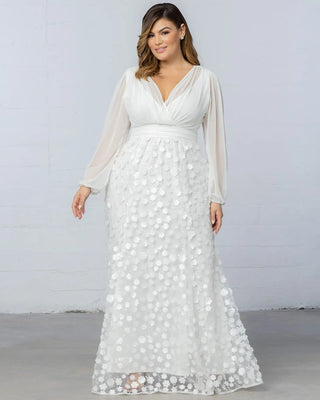 Enchanted Garden Long-Sleeve Wedding Gown in Ivory Blossoms