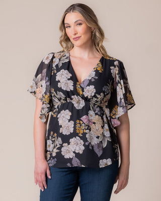 Seaside Serenade Top in Midnight Peony Print