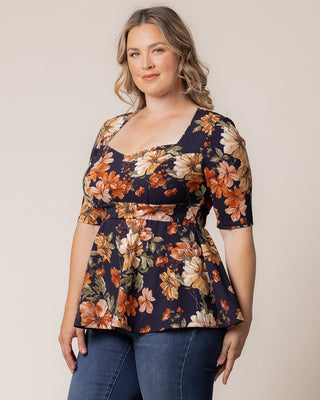 Posh Peplum Top in Autumn Garden