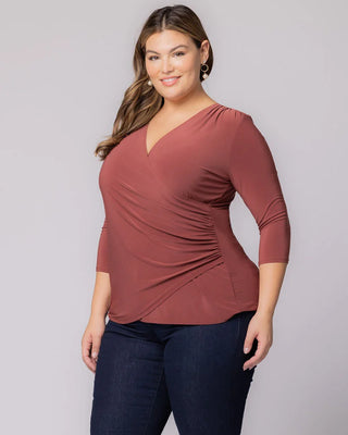 Femme Fatale Faux Wrap Top in Marsala