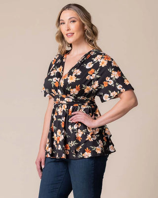 Encore Print Top in Apricot Floral Print