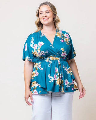 Encore Print Top in Tea Floral Print