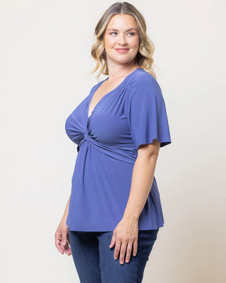 Abby Twist Front Top in Slate Blue