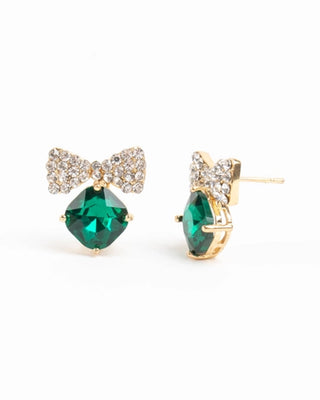 Darling Bow Tie Earrings in Emerald