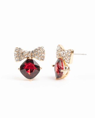 Darling Bow Tie Earrings in Ruby