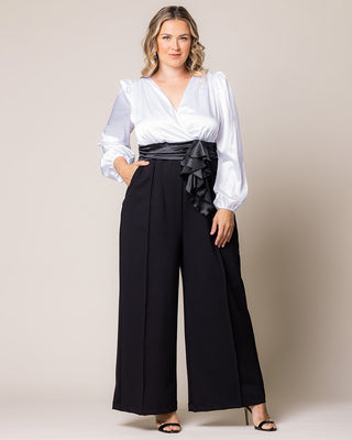 Refined Satin Jumpsuit in Black Tie Affair